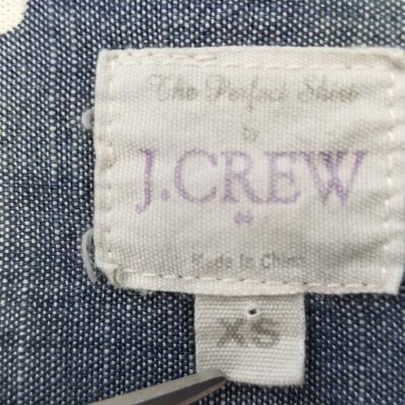 J Crew The Perfect Shirt Blue White Dot Fitted Button Down Very Good! Size XS - Picture 6 of 7